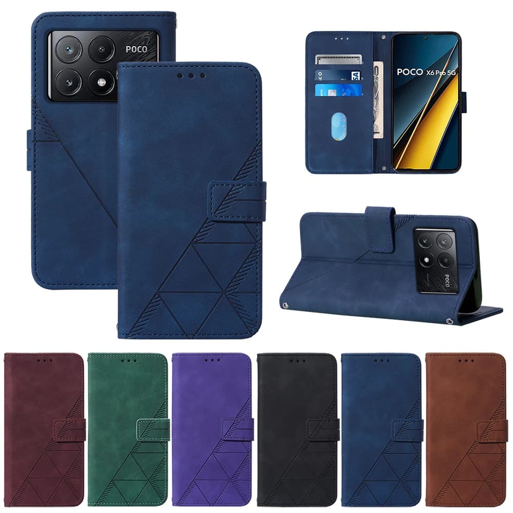 Custodia a Portafoglio Magnetica di Lusso in Pelle con Slot per Carte e Funzione Stand per Xiaomi POCO X7 X7 Pro X6 Neo X6 X5 Pro X4 X3 NFC X3 Pro GT