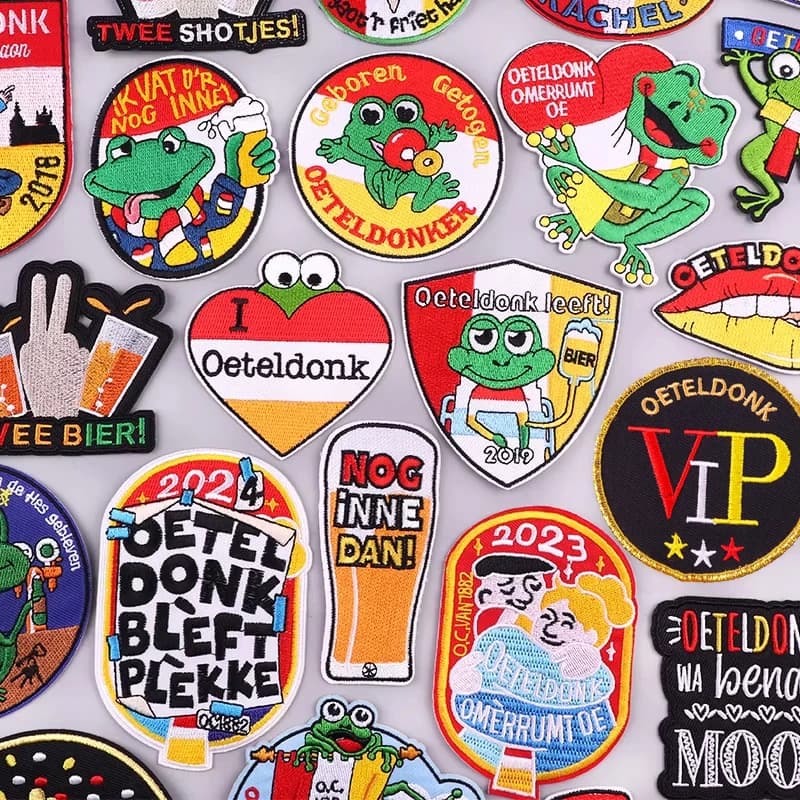Oeteldonk Emblema Toppe ricamate Patch rana fai da te Carnevale per Paesi Bassi Toppe termoadesive per abbigliamento Cucire toppe Distintivi