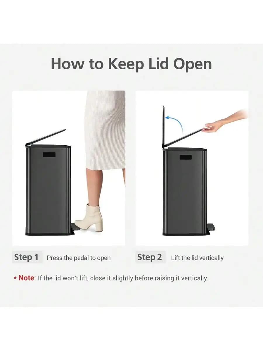 16 Gallon Dual Compartment Step Trash Can Stainless Steel Kitchen Recycling Bin Soft Close Lid Removable Buckets