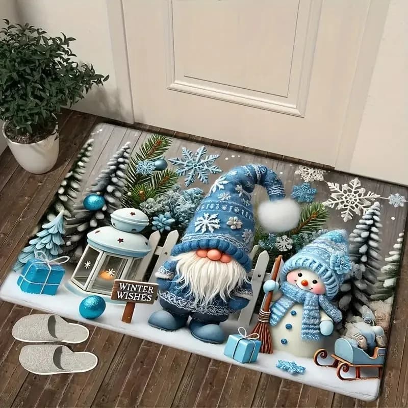 Exquisite Christmas Snowman Gnome Doormat Non-Slip Entrance Doormat Home Decor Carpet for Living Room Rugs Bathroom Floor Rug