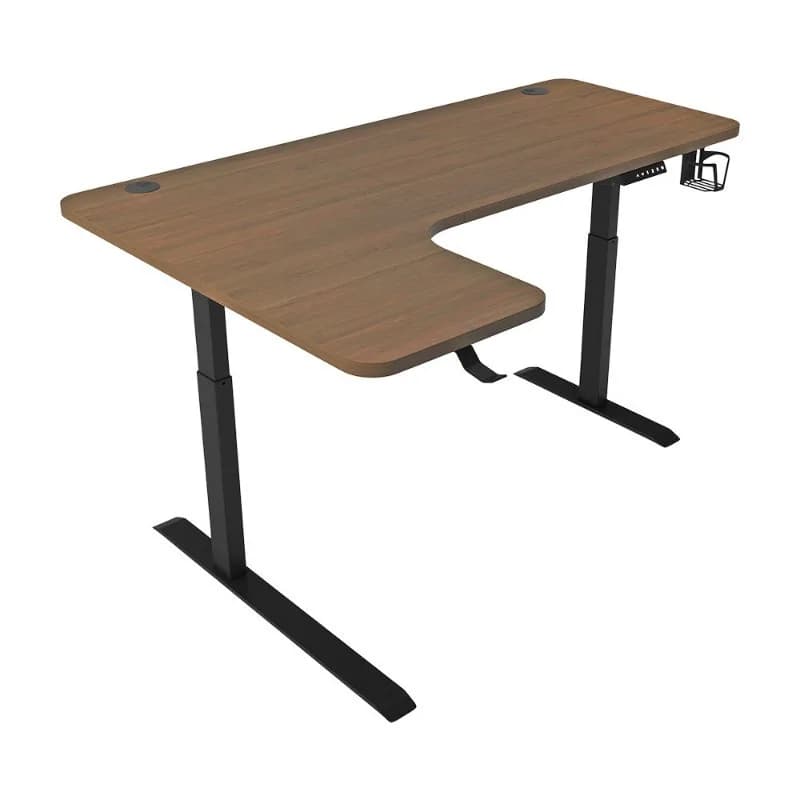 Scrivania Elettrica Regolabile in Altezza con Doppio Motore in Legno Massello, per Gaming, Studio, Ufficio Domestico, con Blocco Anti-Collisione e Protezione Bambini