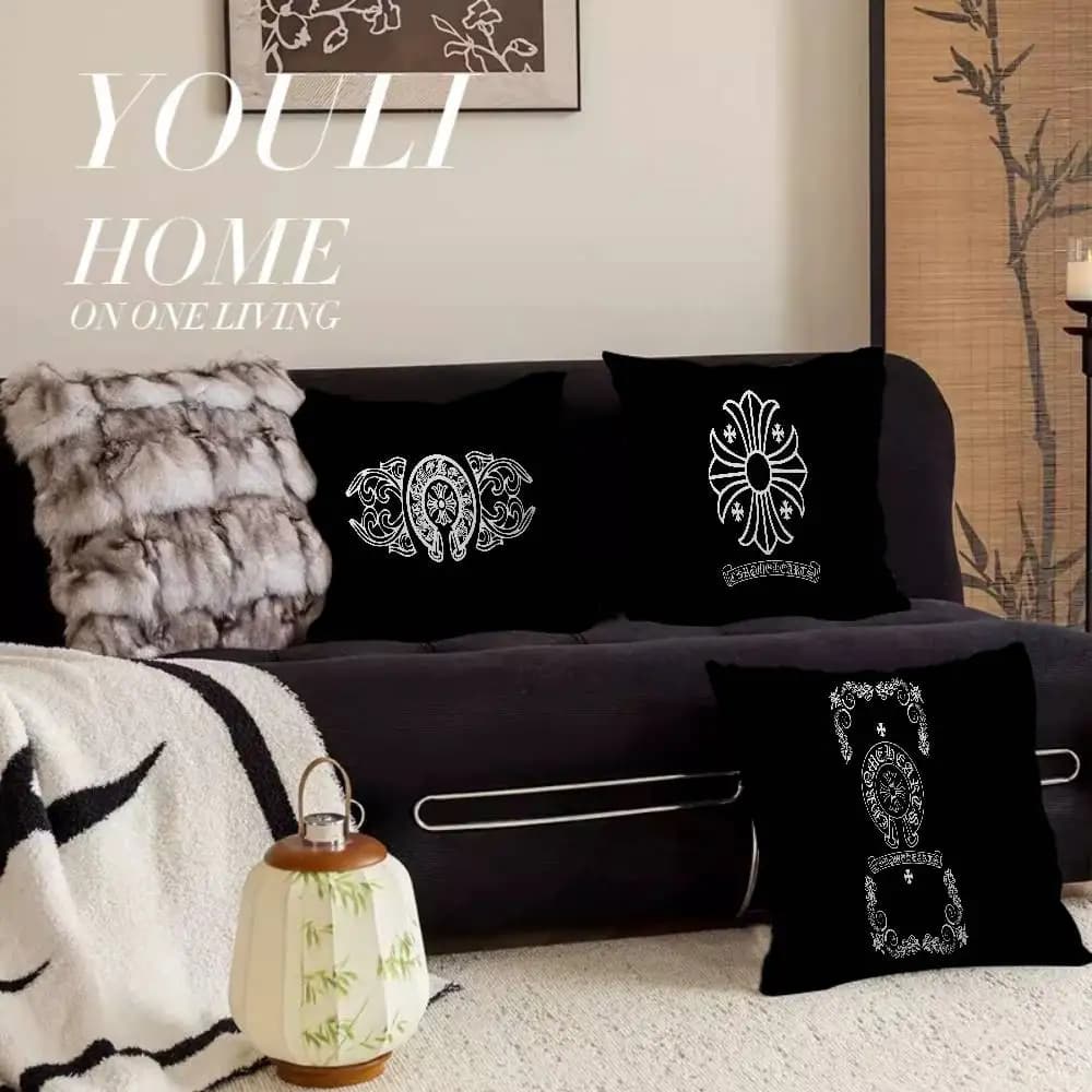 C-Chrome Fashion H-Hearts Fodera per cuscino decorativa per divano, decorazione per la casa, fodere per cuscini