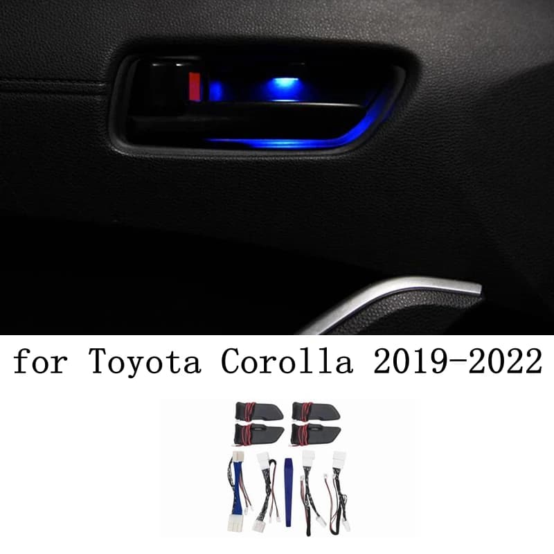 Per Toyota Corolla 2019 2020 2021 2022 ​ Luce per atmosfera del bracciolo della ciotola della porta Luce per interni a LED blu per maniglia della ciotola della porta