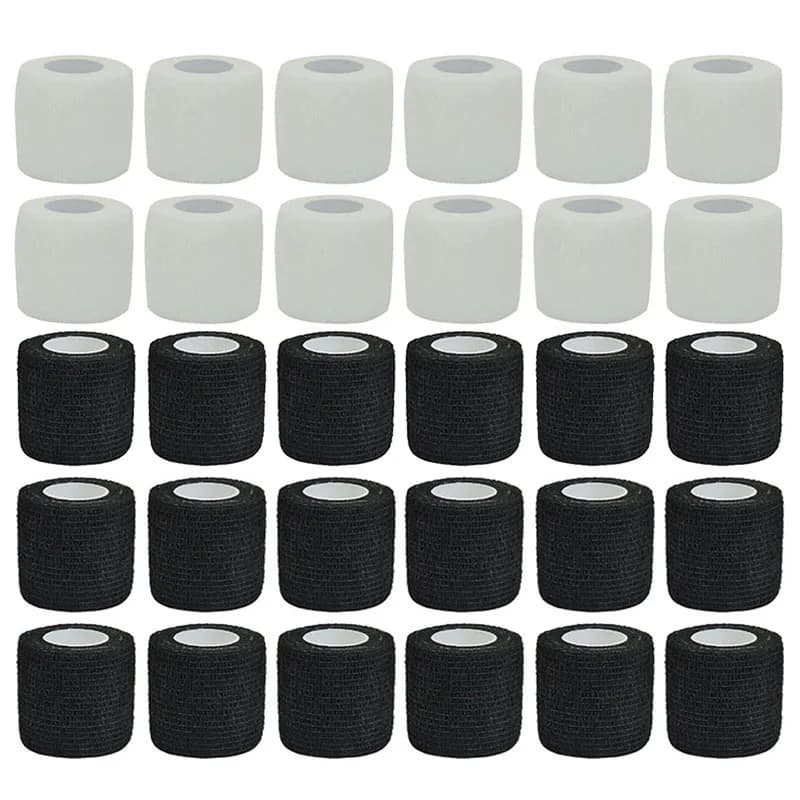 1-30 pezzi bianco nero sport autoadesivo fasciatura elastica nastro avvolgente elastoplast per cuscinetti di supporto del ginocchio palmo della caviglia del dito