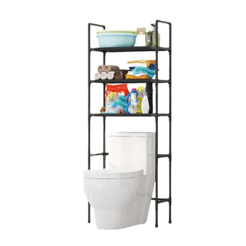 3 Layers Bathroom Toilet Storage Rack Multi Layer Metal Shelf with Toilet Paper Holder for Balcony Washing Machine Organizer