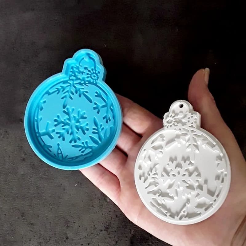 Stampo in silicone per pendenti a forma rotonda di Natale Stampi portachiavi in resina epossidica UV fatti a mano fai-da-te Forniture per decorazioni per albero di Natale
