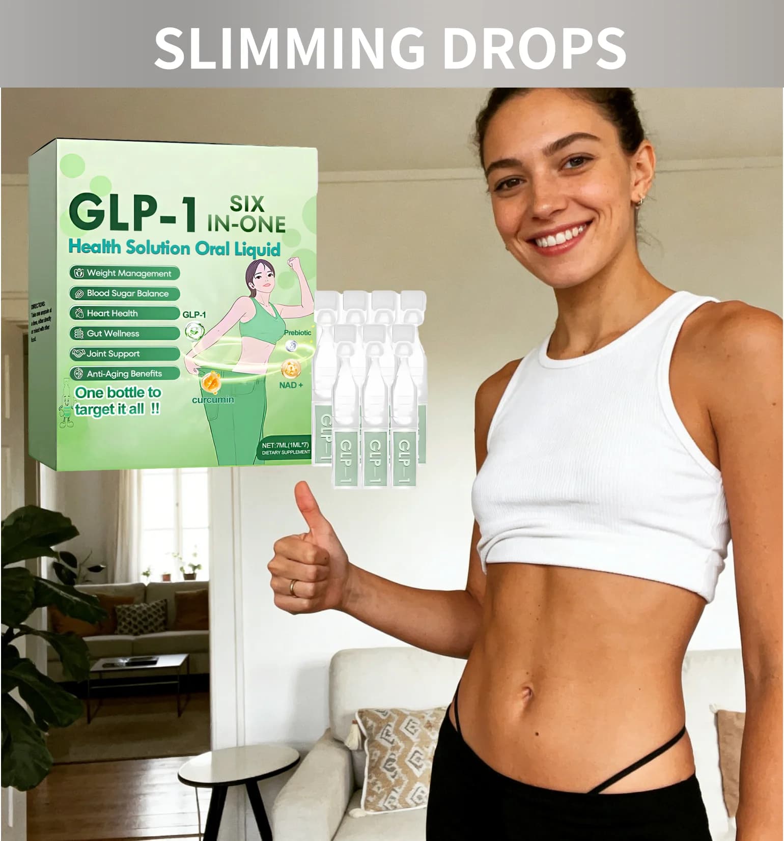 GLP-1 Supplemento Liquido in Gocce Naturale per il Supporto del GLP-1, Integratore Dimagrante per la Salute Digestiva Intestinale, Prodotti per la Cura del Corpo