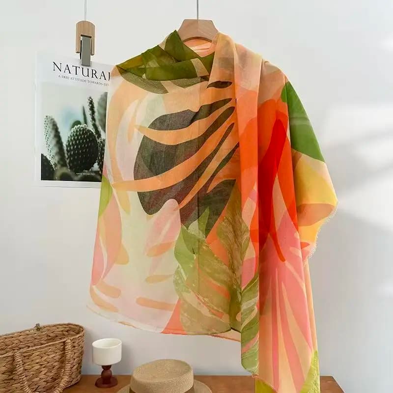 Sciarpa Sottile Decorativa con Stampa Bohemien Nuova Collezione Primavera Estate, Morbida e alla Moda, Protezione Solare da Spiaggia, per Vacanze e Uso Quotidiano