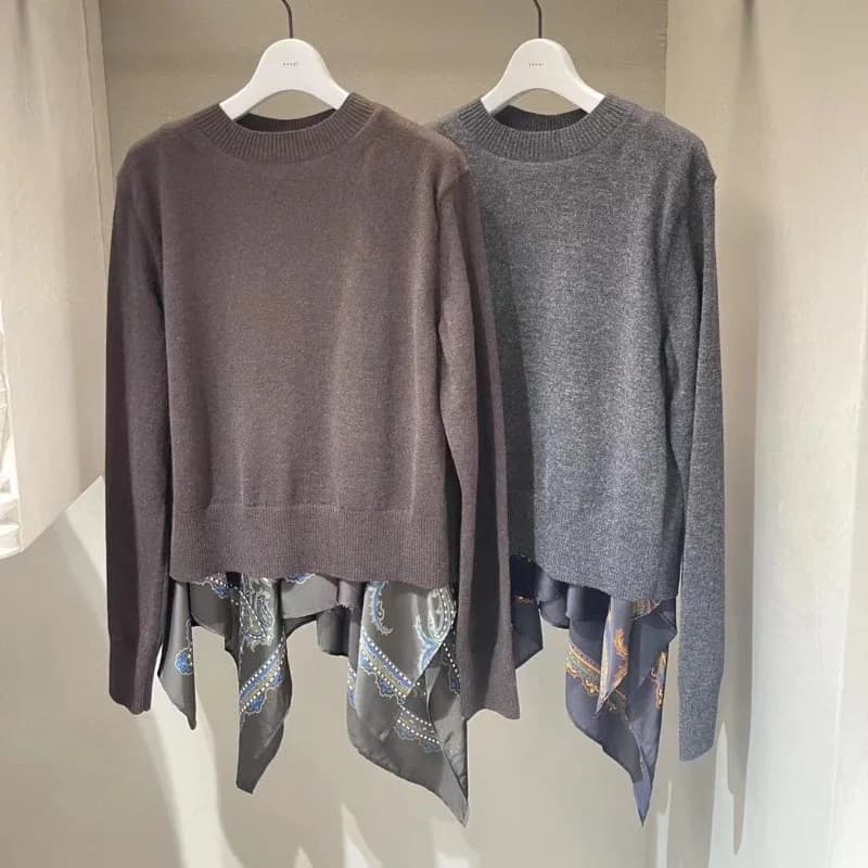 2025 New Autumn Patchwork Color Block Round Neck Sweater Unisex Loose Casual Long Sleeve Top