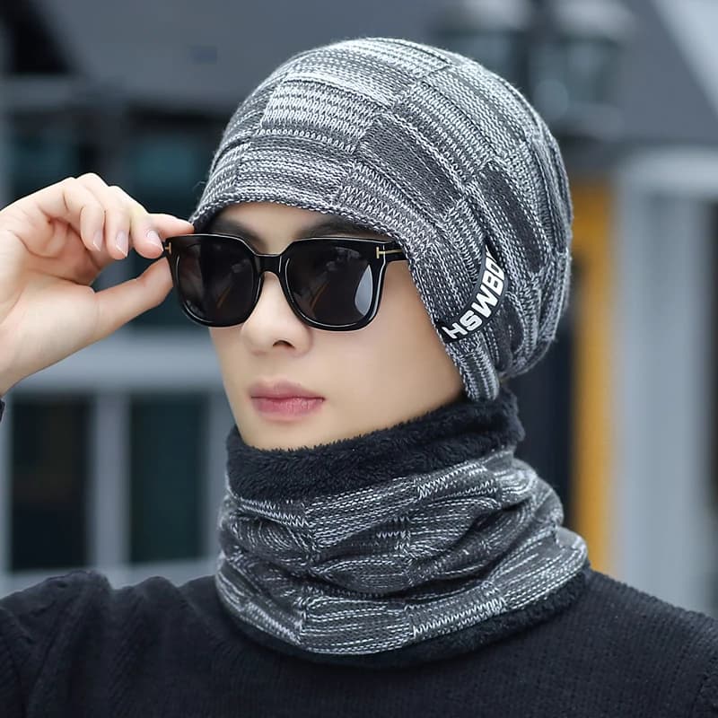 Nuovi uomini inverno caldo cappello di lana protezione per le orecchie esterna caldo spesso bicicletta berretto lavorato a maglia sciarpa visiere antivento cap marea Gorras