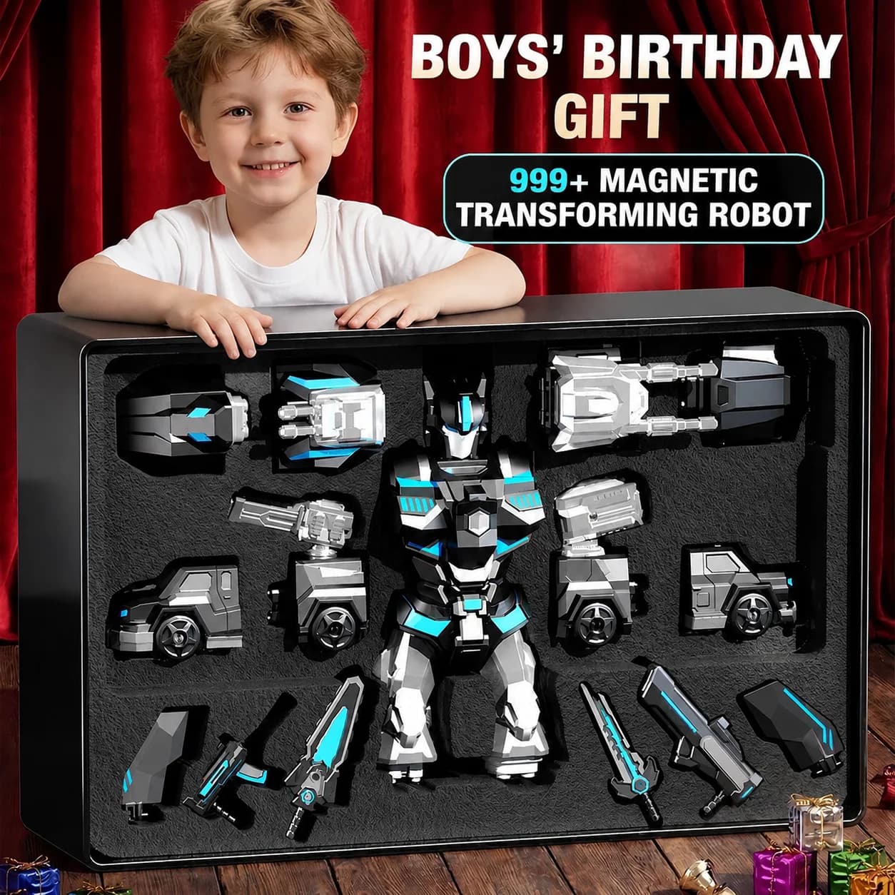 Strong Magnetic Tiles Robot Building Kit, DIY Assembly Vehicle Car Model, Creative Action Figure Toys for Boys