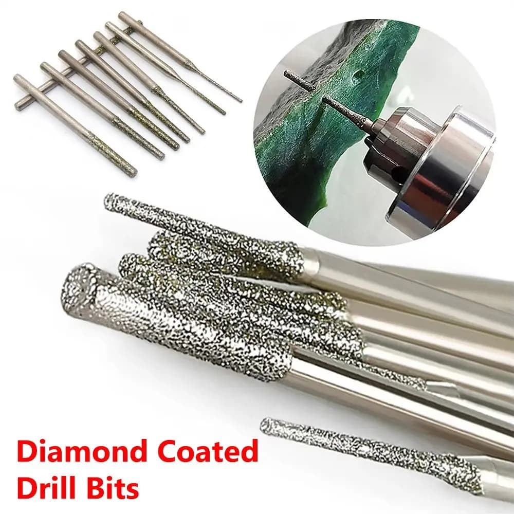 10 pz 0.8-2.5mm punte diamantate rivestite 2.35mm gambo argento lucidatura testa molatura punte per forare vetro lavorazione del legno
