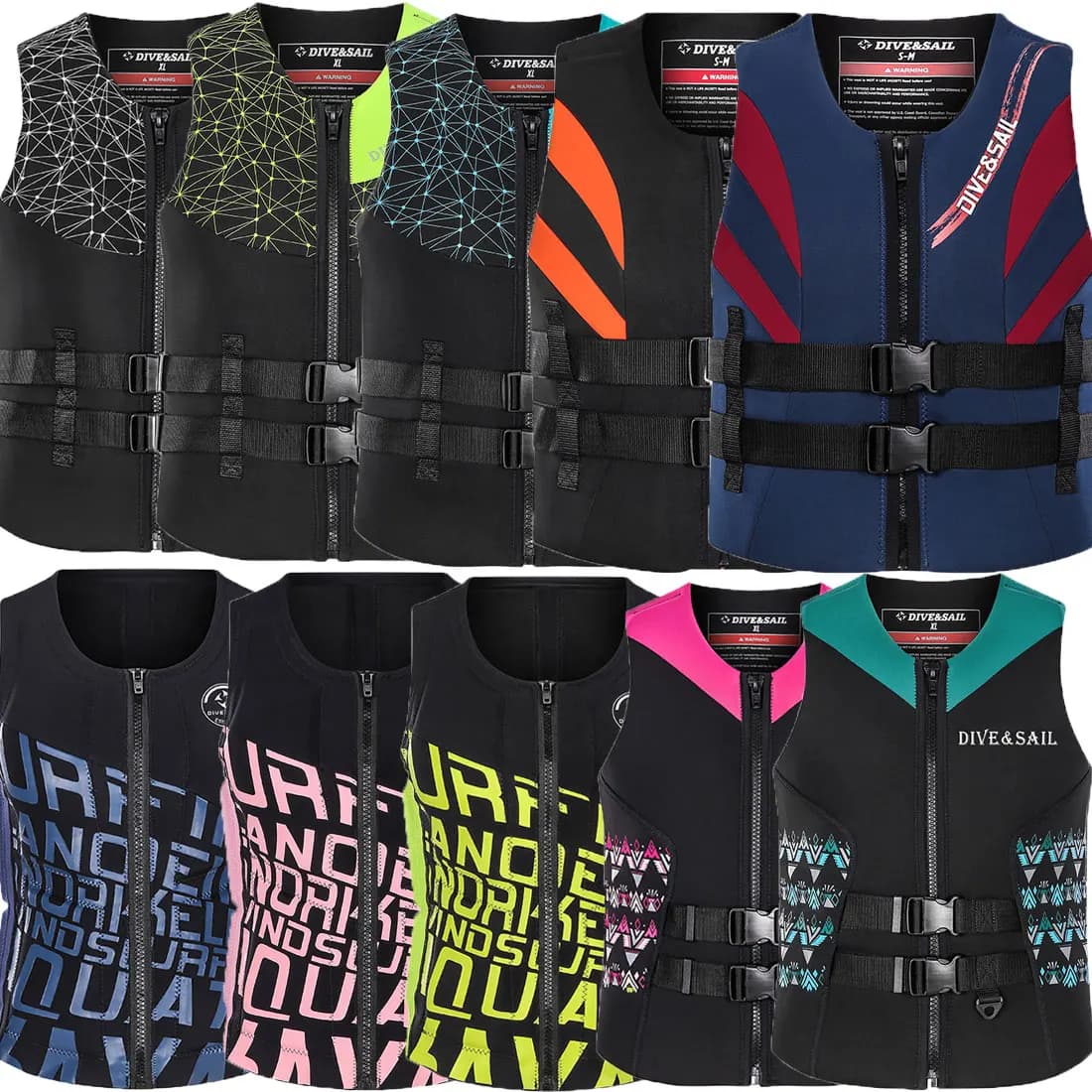 Giubbotto di salvataggio in neoprene Giubbotto da surf per adulti Kayak Wakeboard Barche a motore Zattera Barca di salvataggio Sport acquatici Nuoto Giubbotto di salvataggio alla deriva