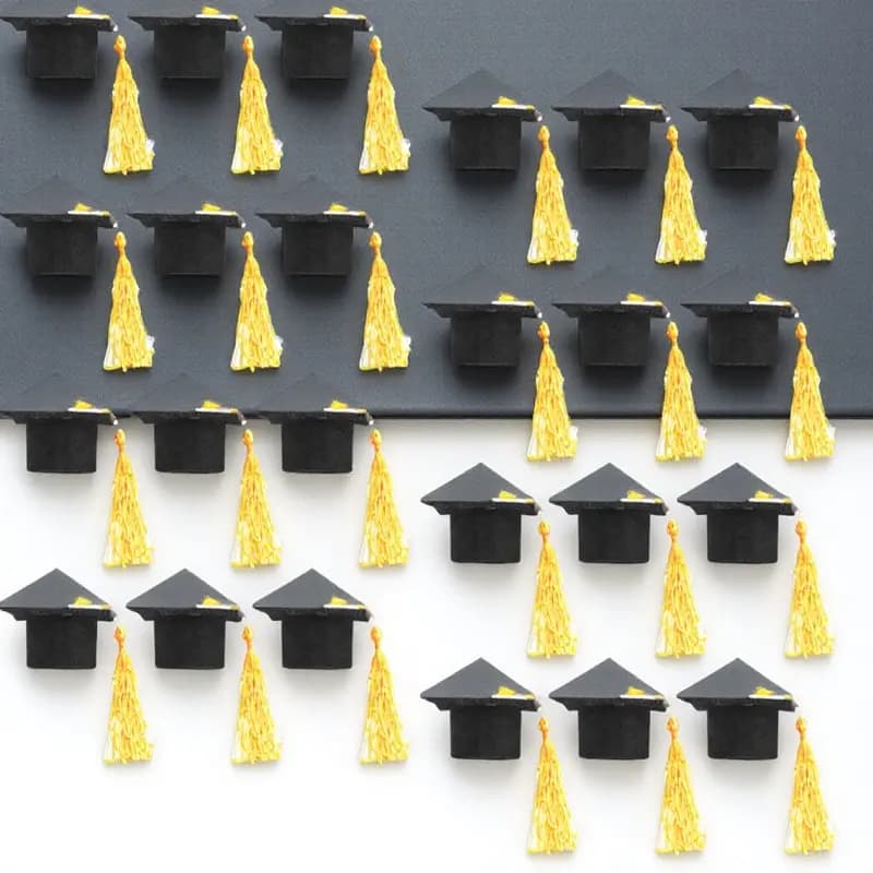 24Pcs Mini Graduation Cap Toppers Felt Grad Hat Bottle Decor Graduation Party Supplies Cupcake Wine Beer Bottle Topper