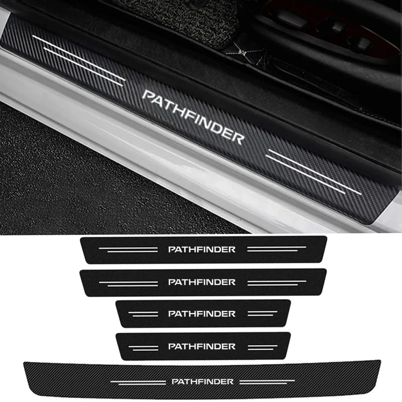 Carbon Fiber Car Door Sill Threshold Anti Protective Stickers Decals for Nissan Pathfinder Rear Trunk Bumper Anti Scratch Strips