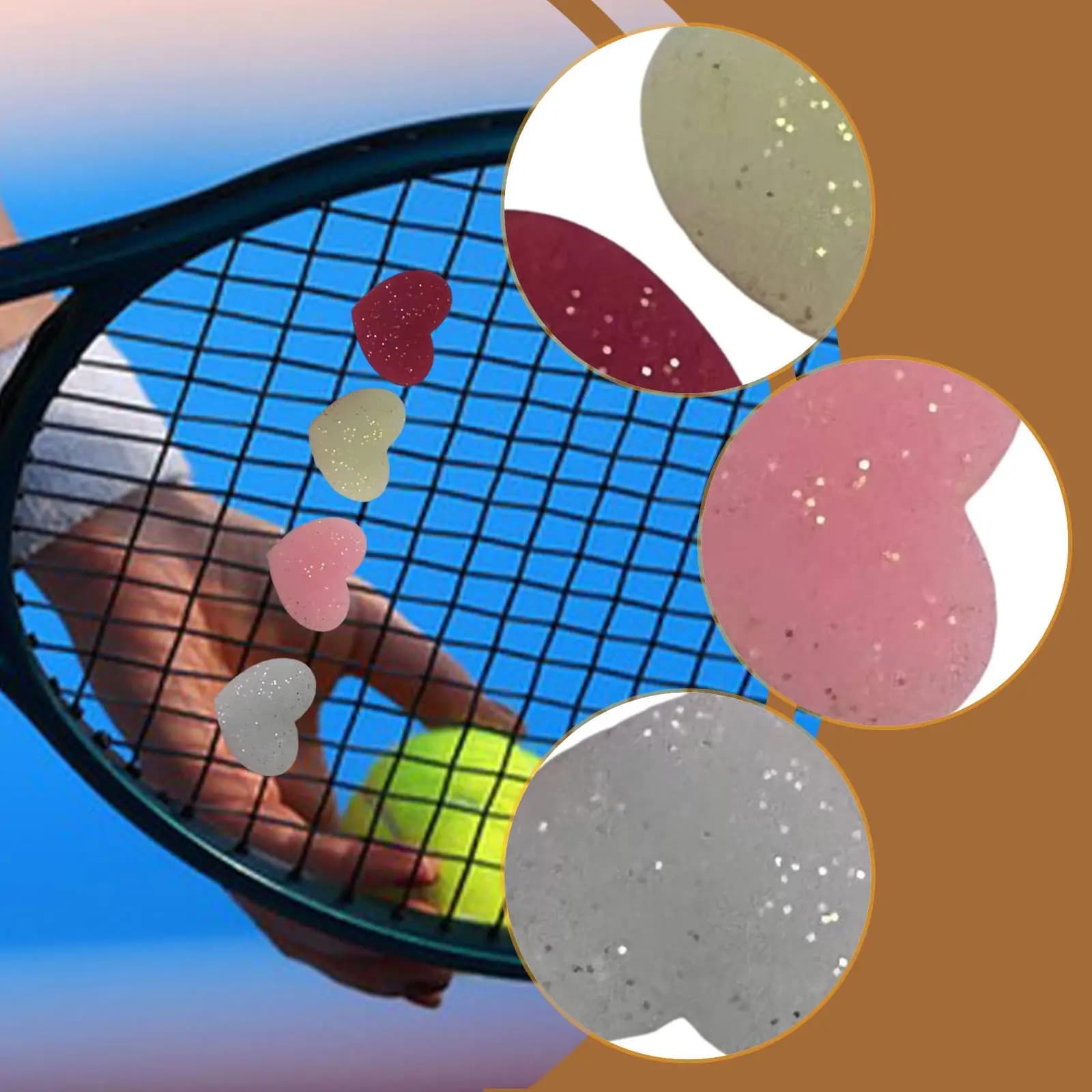 4x Tennis Rack Absorbers, Antivibrations, Training Accessories, Easy Installation, Racket Urti Absorbers, Ideal as a Gift