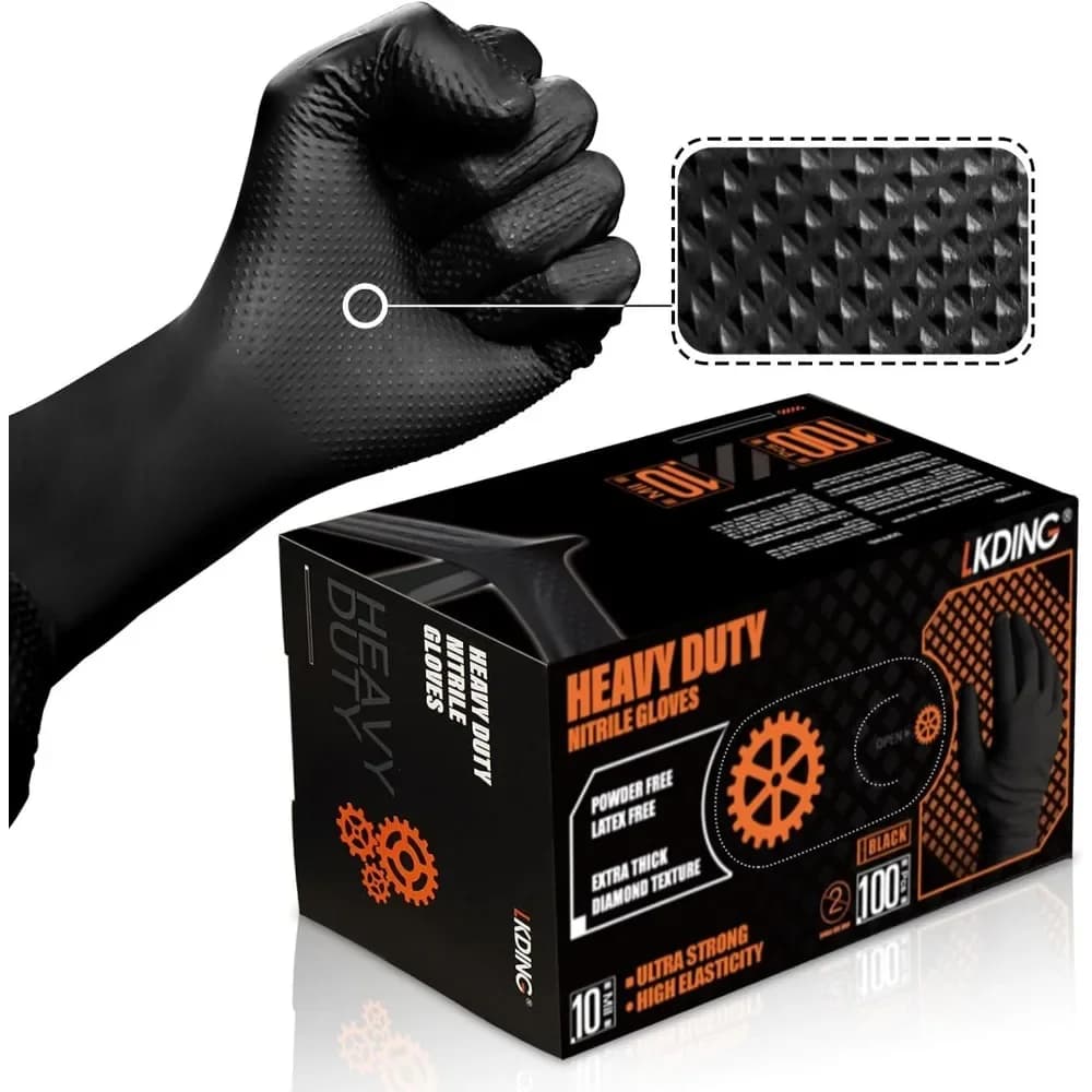 Guanti in Nitrile Resistenti 10 Mil con Presa 3D Diamond Grip Senza Lattice Senza Polvere Confezione da 100