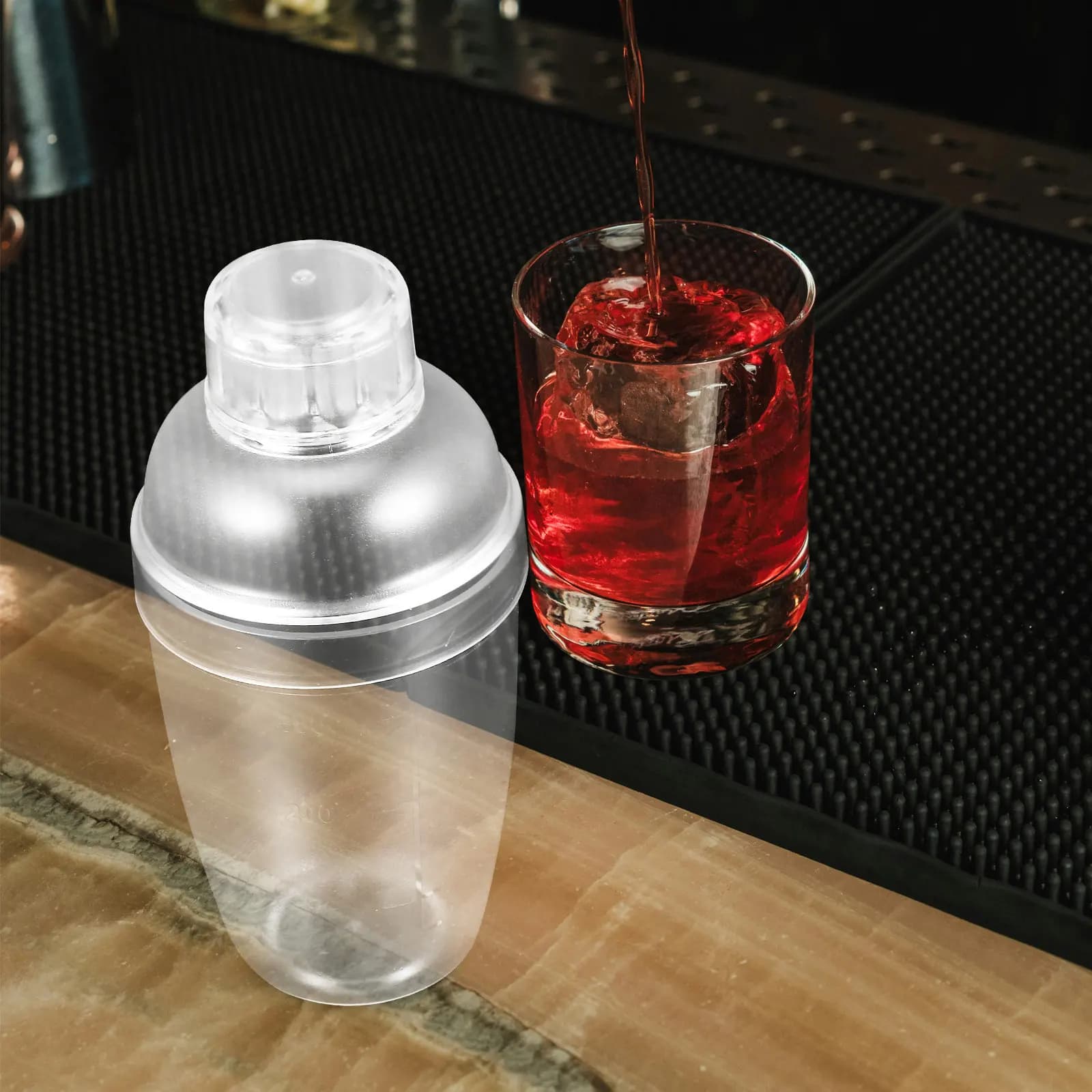 Cocktail Shaker Plastic Bar Tool Transparent 350Ml Shaker Cup Clear Scale Drink Mixer Hand Shake Cup for Margarita Martini