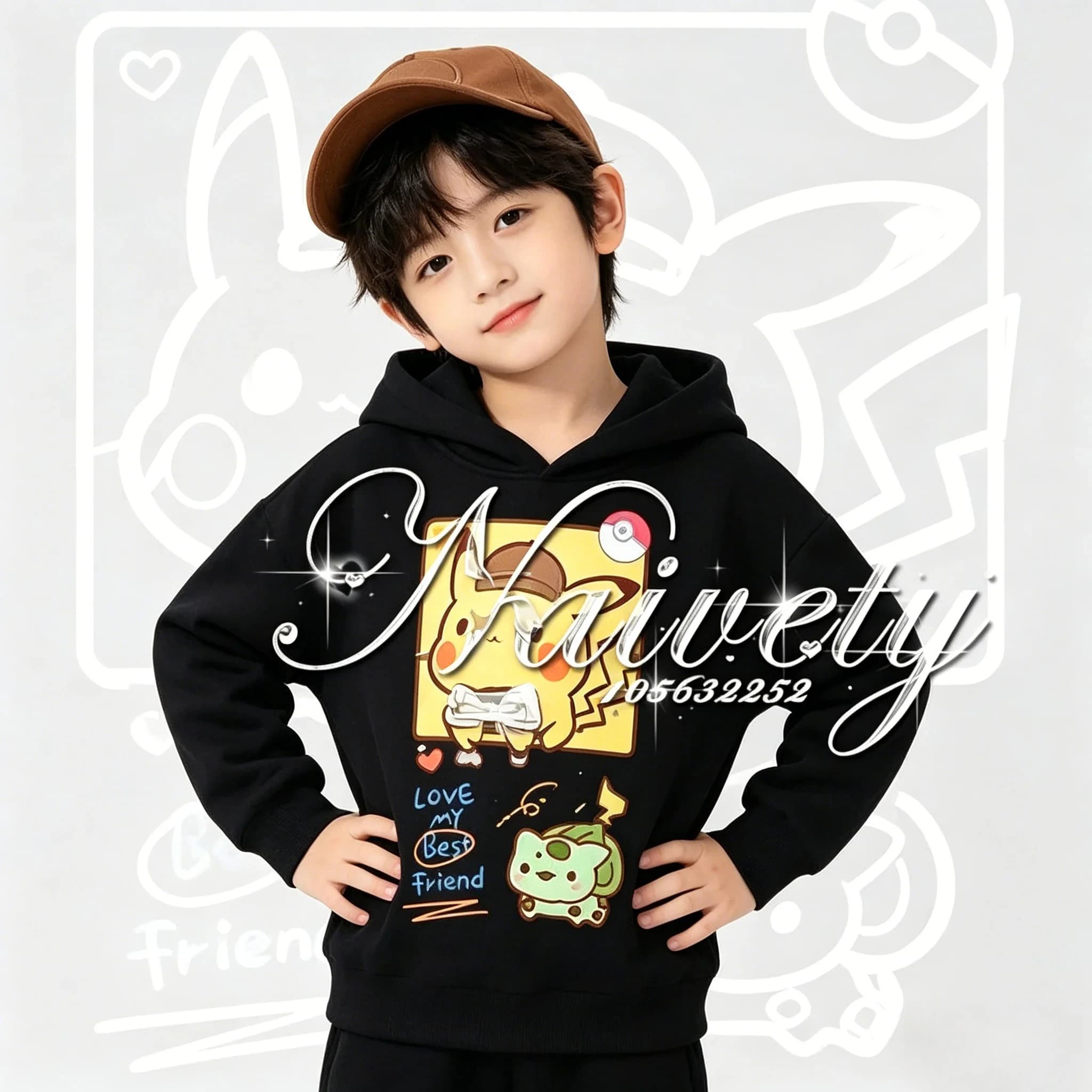 2026 Autumn Winter Pokemon Hoodie Detective Pikachu & Bulbasaur Print Personality Family Matching Tops for Men Women Kids Y2k