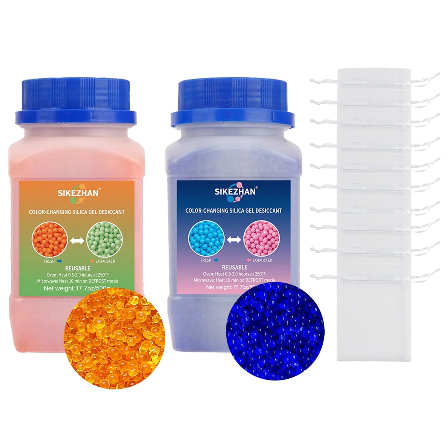 Perline essiccanti in gel di silice con indica arancione e blu Deumidificatore sfuso riutilizzabile da 3-5 mm per stampante 3D, elettronica, fotocamera, gioielli