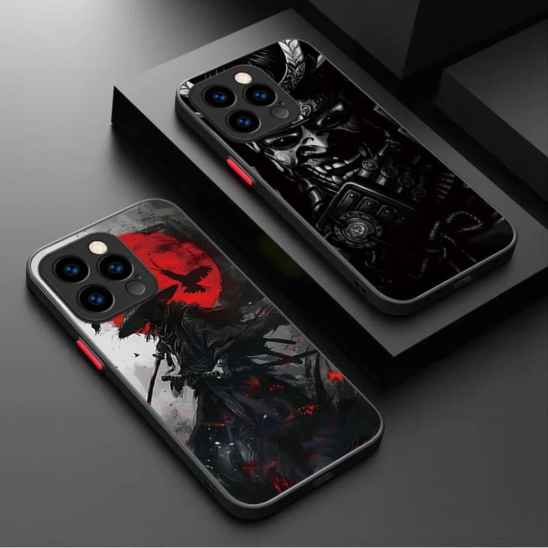 Japanese Samurai Mask Ghost Phone Case For iPhone 17 16 15 11 12 14 13 Pro Max Mini X XS XR 7 Plus 16E Air Shockproof Hard Cover