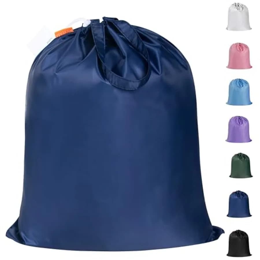 Extra Heavy-Duty Laundry Bag 21x24"- Machine Washable Small Storage Bag with Reinforced Handles and Drawstring Closure and ID T