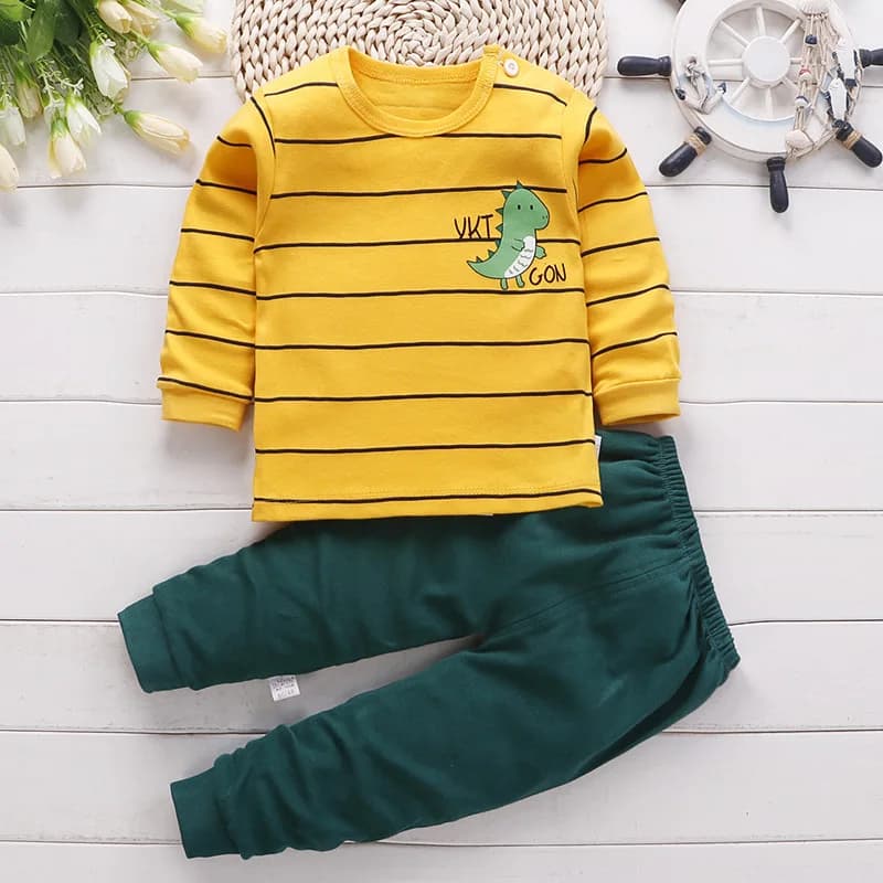 Abbigliamento per bambini primavera e autunno, set di biancheria intima per bambini in puro cotone, vestiti autunnali per bambini e bambine, pigiami lunghi per neonati.
