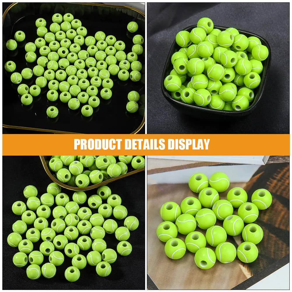 50 Pezzi Perline a Forma di Pallina da Tennis, Perline Distanziatrici per Creazione di Gioielli Fai-da-Te, Braccialetti, Collane e Portachiavi