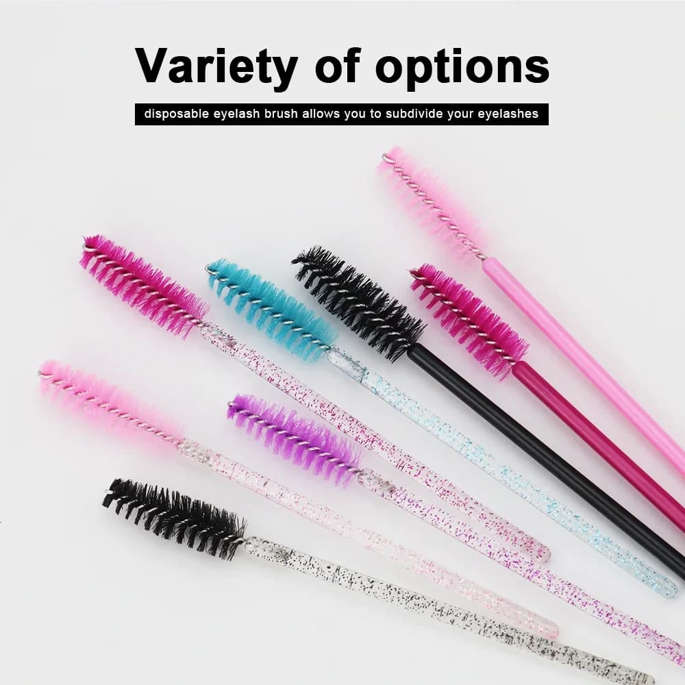 50 Piece Makeup Tools, Disposable Eyebrow and Eyebrow Crystal Applications, Foldable Mascara Brushes