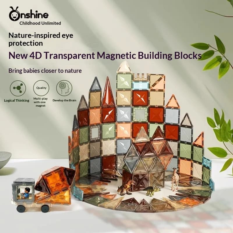 Mattoncini Magnetici Onshine a Forma di Diamante con 16 Facce, Finestra Trasparente Colorata, Blocchi da Costruzione 4D Modificabili, Giocattoli Puzzle Fai-da-Te
