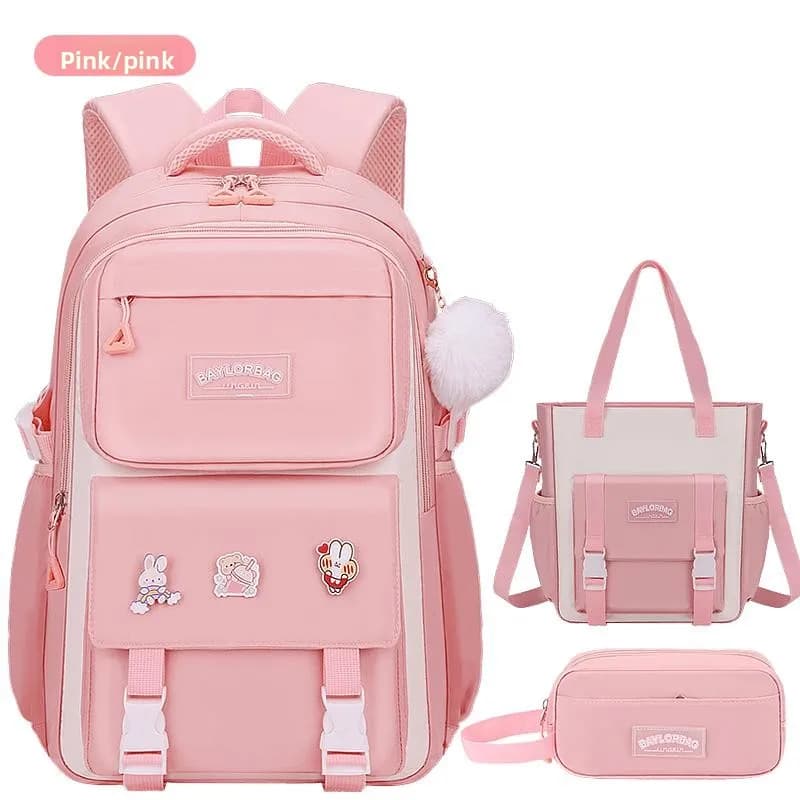 Zaino carino per ragazze delle scuole elementari, borsa a doppia tracolla per ripetizioni post-lezione, leggero, impermeabile, in nylon, con manico morbido.