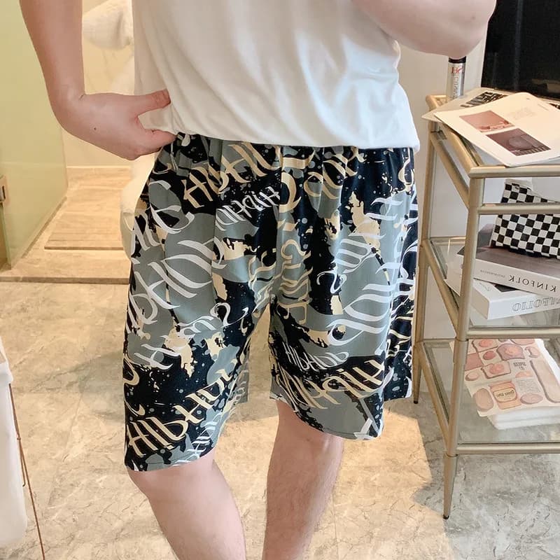 Pantaloni da notte uomo pantaloncini di seta di cotone abbigliamento da casa lettere larghe pantaloni grandi fuori Rayon Beach Man pantaloni del pigiama moda Casual
