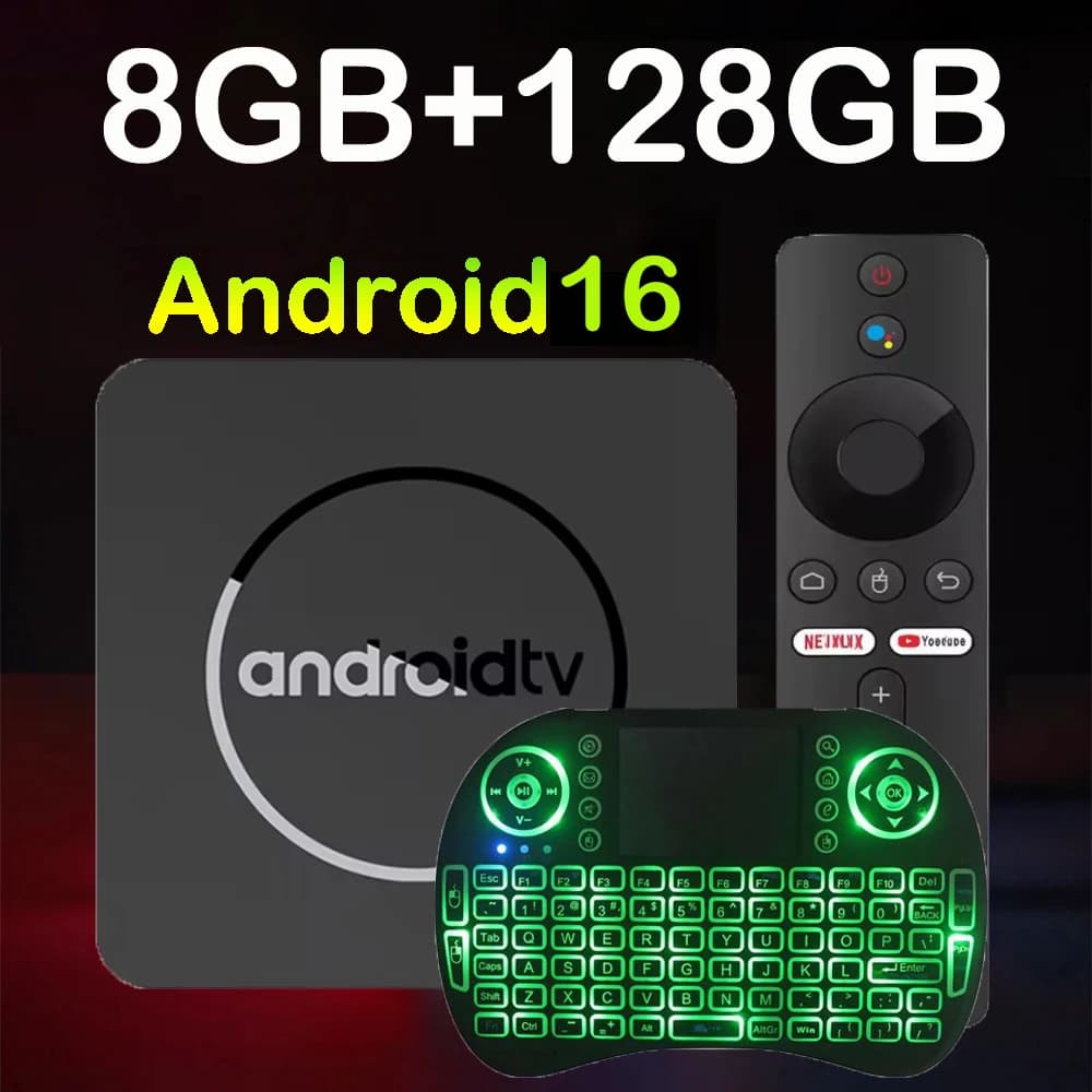 Box TV Android Q10 8K Ultra Veloce, Android 16, Allwinner H313, Assistente Google, Lettore Multimediale, Video 4K, Set-Top Box con Telecomando Vocale