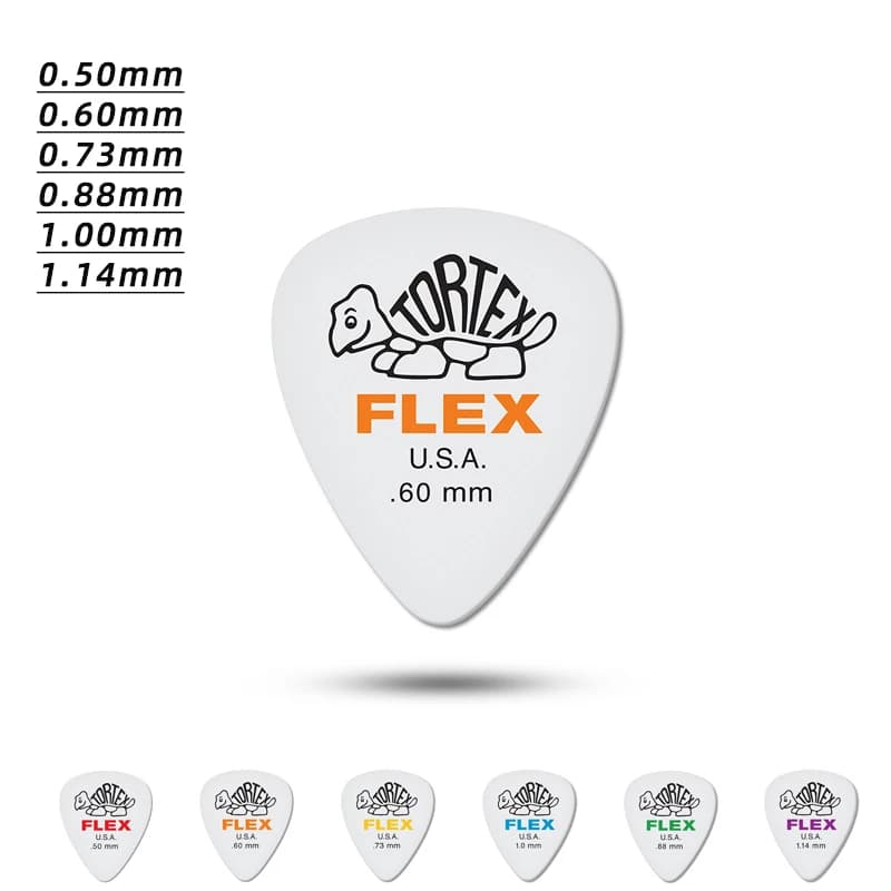 Dunlop Pick. 428R FLEX Tortex JAZZ 3 plettro per chitarra acustica/elettrica antiscivolo opaco. Spessore: 0.50/0.60/0.73/0.88/1.00/1.14mm.