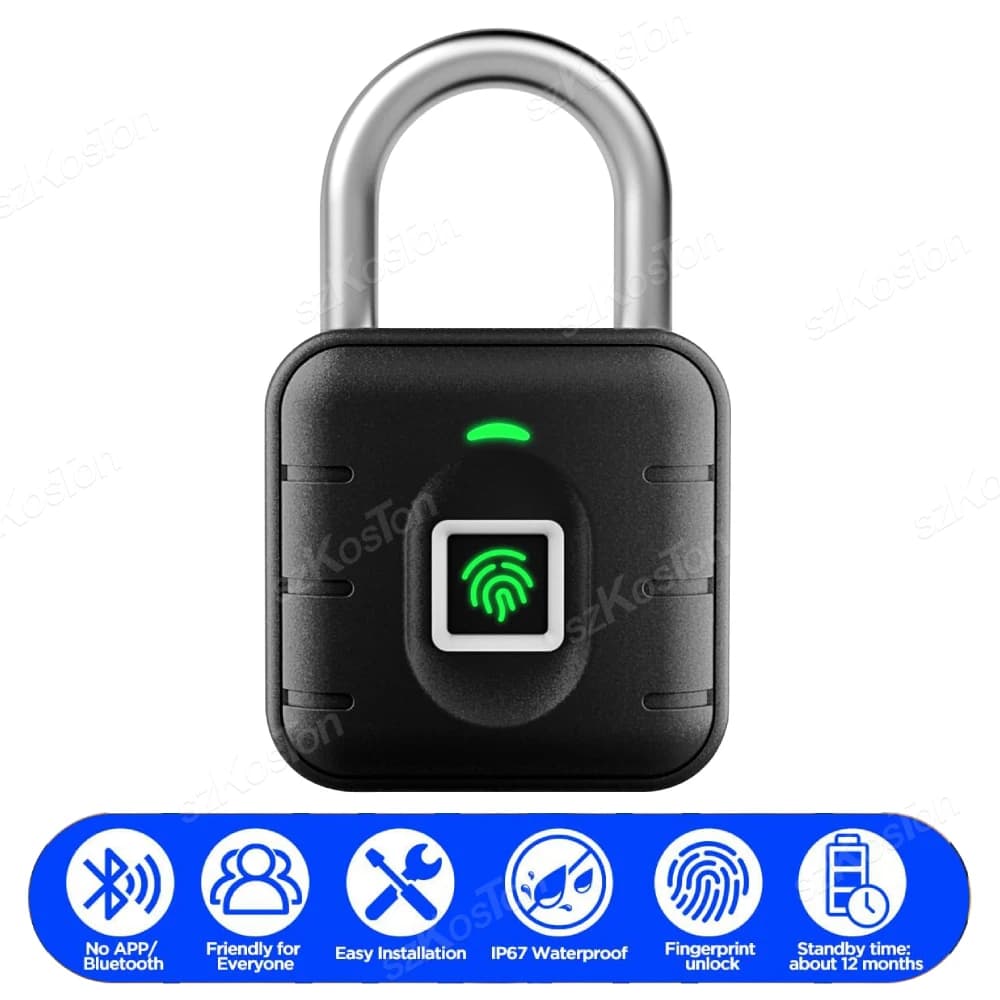 Lucchetto impermeabile intelligente per impronte digitali Armadietto per dormitorio Lucchetto antifurto Sicurezza senza chiave Proteggi sblocco elettronico per bagagli