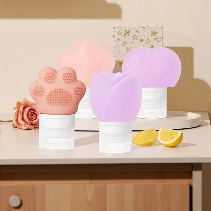 40ml Star Flower Cat Claw Silicone Dispensing Bottle Travel Portable Shampoo Storage Bottle Cosmetics Dispensing Empty Bottle
