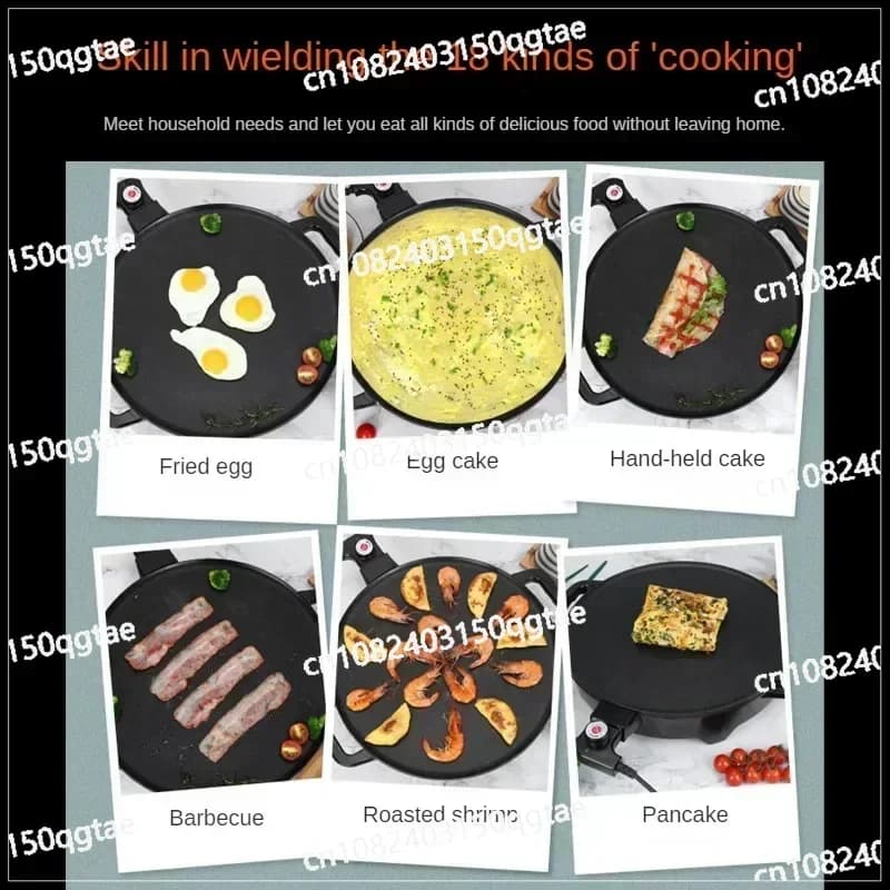 Macchina elettrica per pancake e torte da 40 cm, padella elettrica antiaderente per frutta e dolci, macchina elettrica per frutta