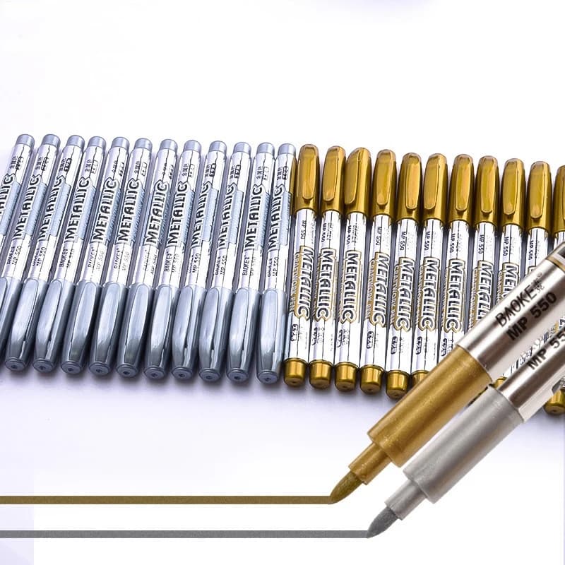 1-6 Pcs DIY Metal Waterproof Permanent Paint Marker Pens Sharpie Gold Silver 1.5mm Student Supplies Craftwork Pen Art Painting