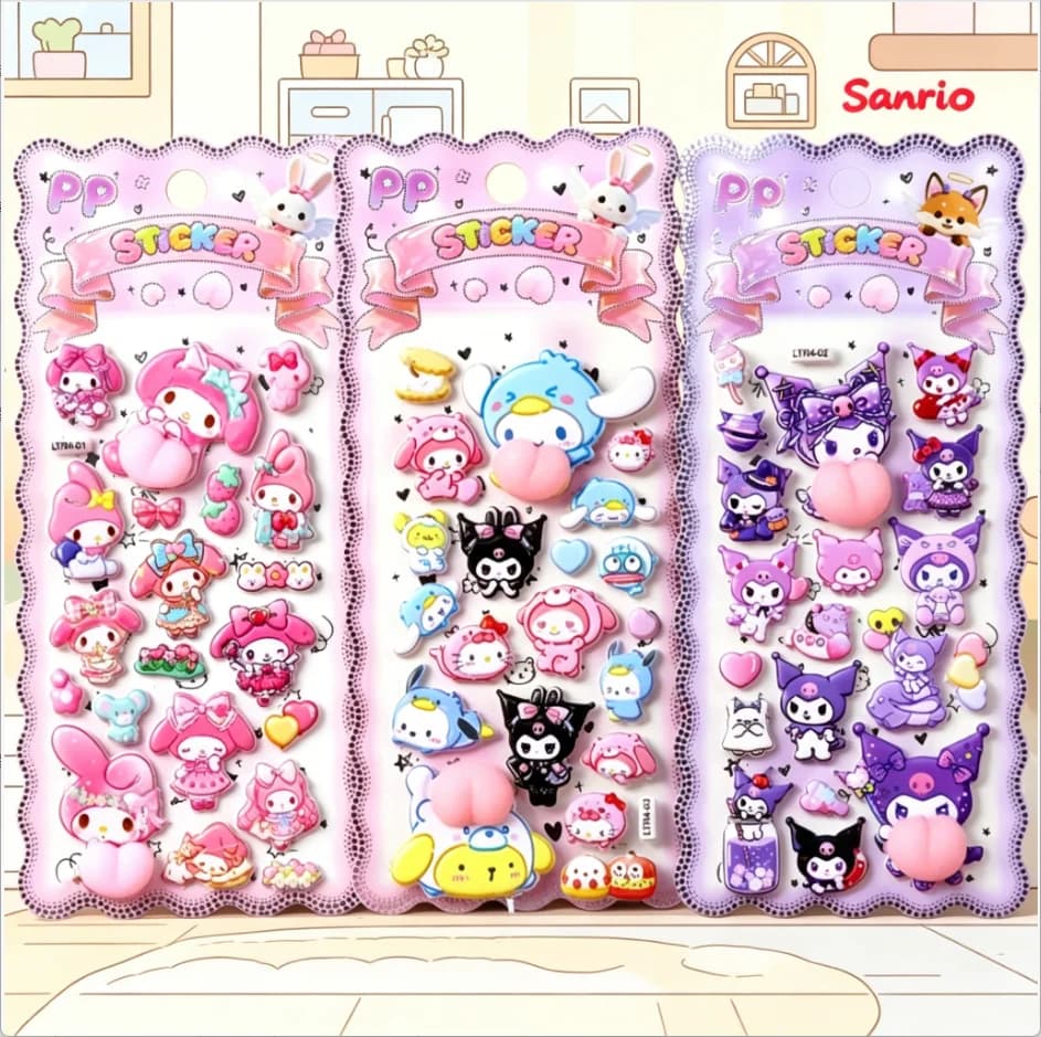 Adesivi 3D Divertenti e Creativi a Forma di Glutei, Giocattoli Morbidi Antistress Kuromi Melody, Decorazioni Carine per Telefono, Notebook e Laptop