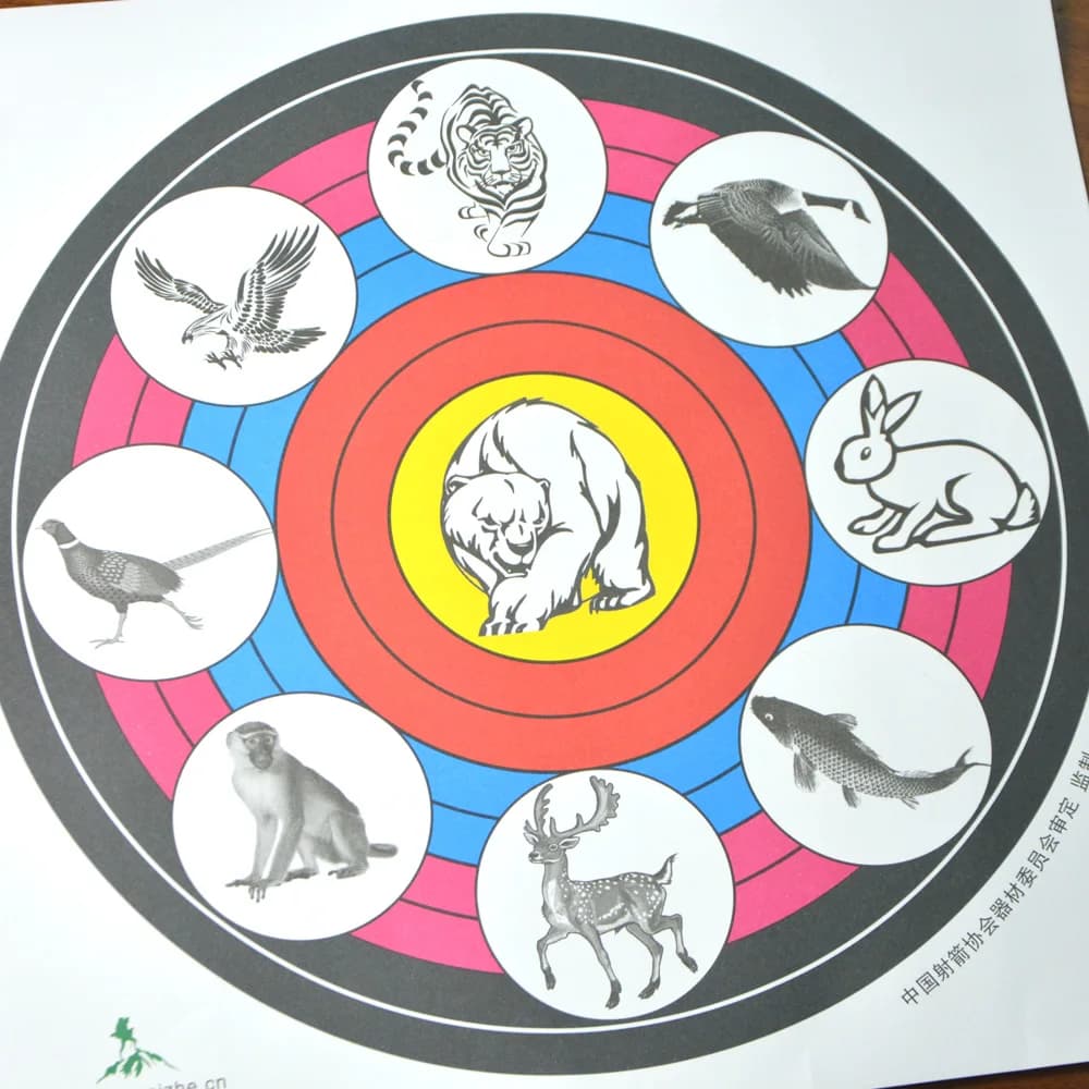 Carta Bersaglio per Tiro con l'Arco 40x40cm, 10 Pezzi, Superficie di Tiro con 9 Punti di Mira per Allenamento e Pratica con Arco Ricurvo e Compound