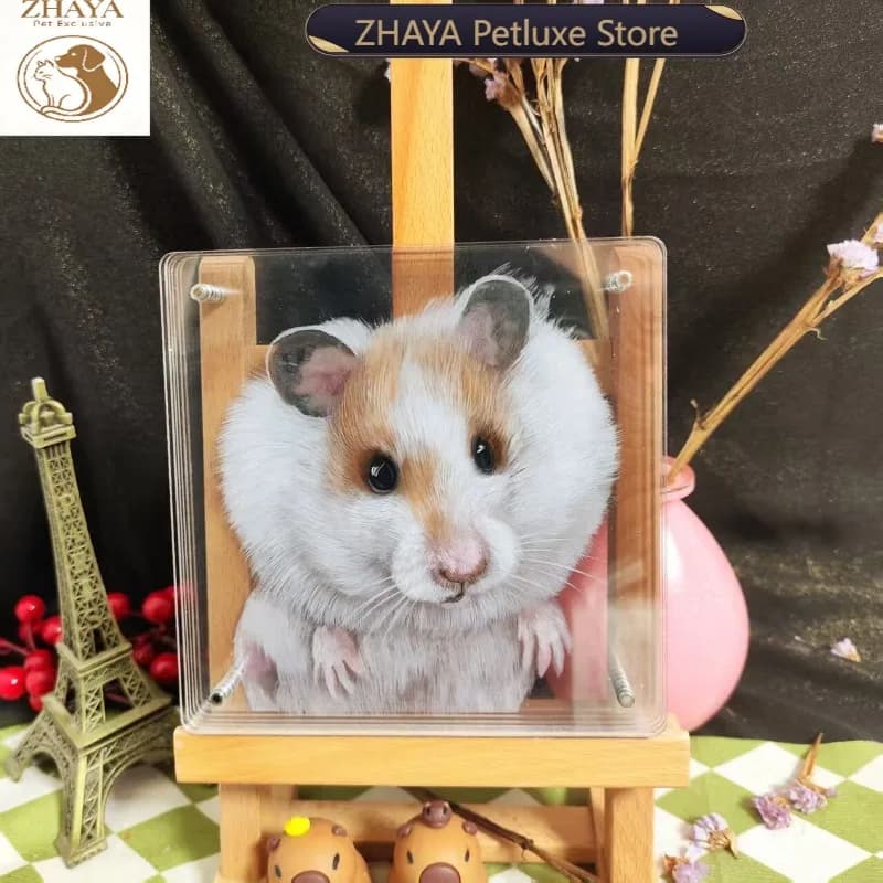 ZHAYA Custom Pet Memorial Photo Frame 3D Painting for Cat Dog Loss Gift Personalized Picture Display Stand Home Decor