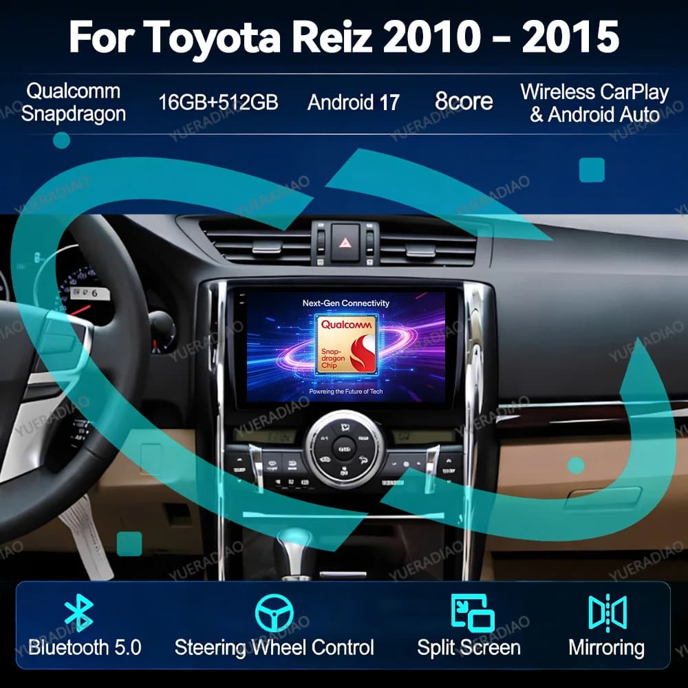 Android 17 Car Radio For TOYOTA REIZ Mark X 2010 2011 2012 2013 2014 2015 GPS NAVI 4G WIFI Multimedia Video Player 2DIN BT QLED