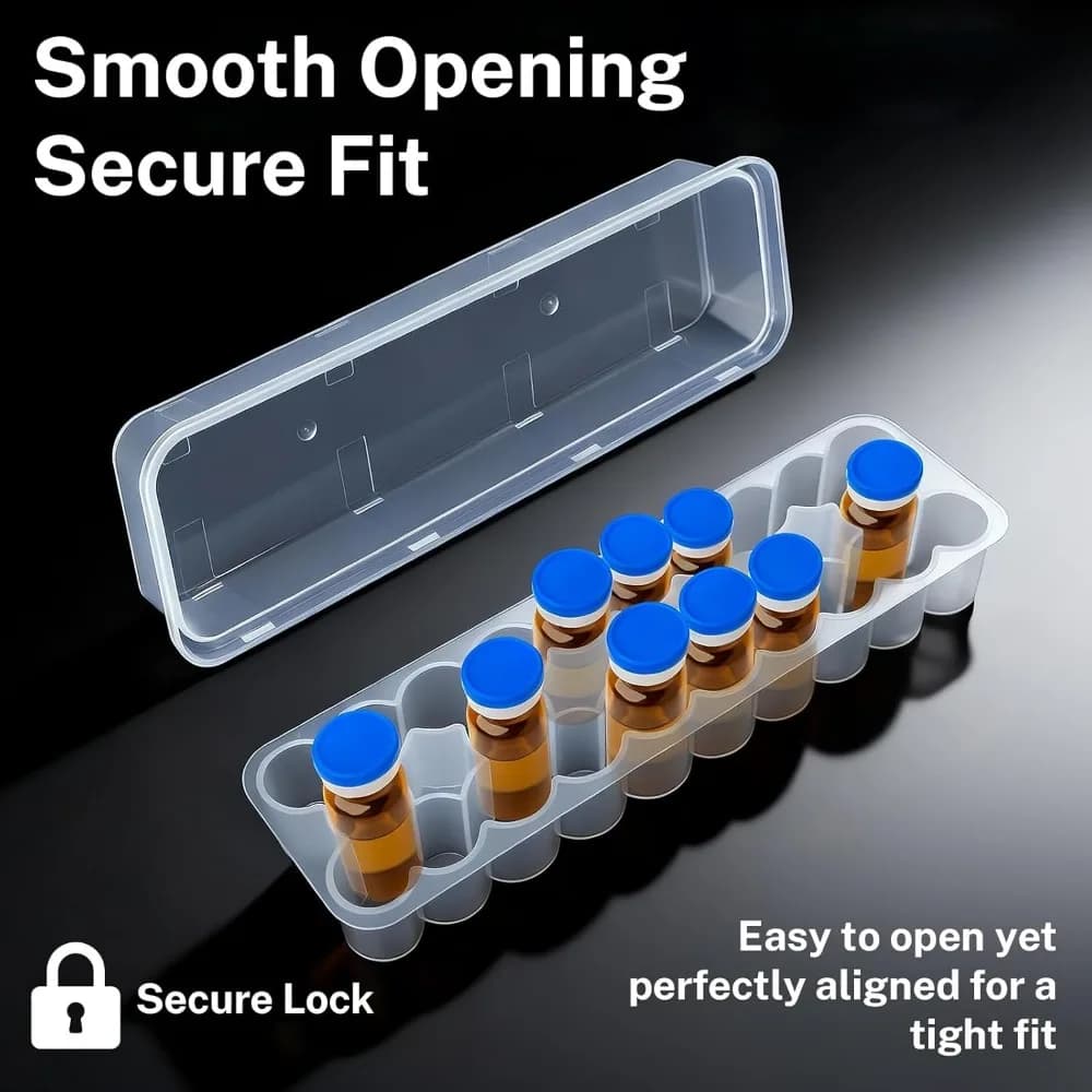 Contenitore Impilabile Trasparente per Fiale da 3/5/7/10mL con 2/10/24 Scomparti, Scatola in Plastica per Microtubi da Congelatore, Forniture per Diabetici