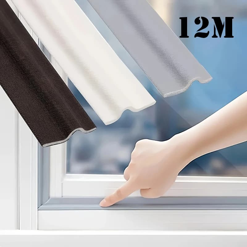 12m Window Gap Sealing Strip Weather Stripping Door Seal Door Bottom Seal Tape Guard Sealer Dust Stopper for Windows Insulation