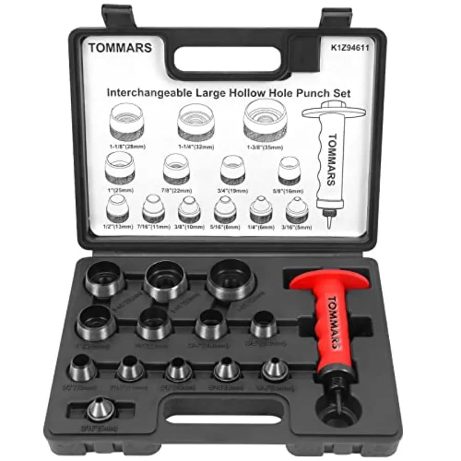Kit di punzoni cavi con punzoni a punta, set di tagliagomiti, utensili per punzonatura di guarnizioni, tagliagomiti, 14 pezzi, 5mm-35mm, da 3/16" a 1-3/8"