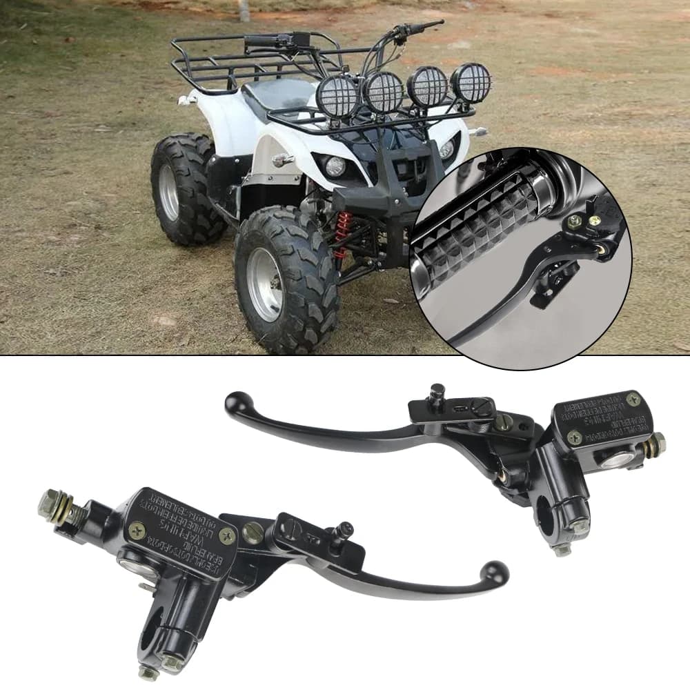 1 paio L&R Cilindro principale anteriore 22mm Leva freno idraulico con freno di stazionamento e interruttore di arresto per 50cc-250cc Dirt Bike ATV Quad