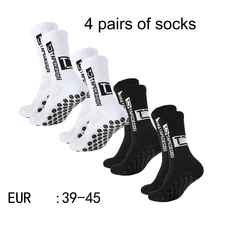 4 pairs of new TC mid tube glued football socks for sports training and competition, non slip and breathable socks