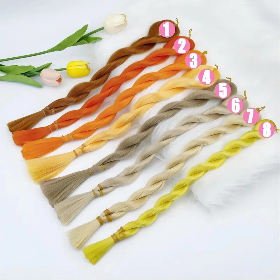 Parrucca sintetica resistente al calore in morbida seta per capelli lunghi per bambole Accessori per cosplay per capelli per bambole con radice BJD