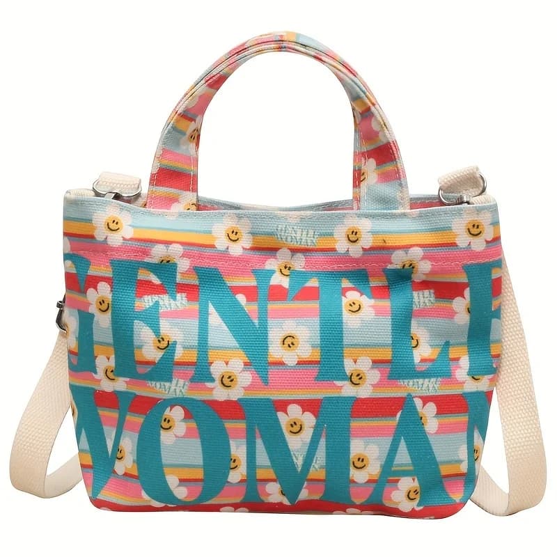Mini borsa a tracolla in tela carina, borsa a tracolla Tote con stampa cartone animato Kawaii, borse e portamonete moda donna