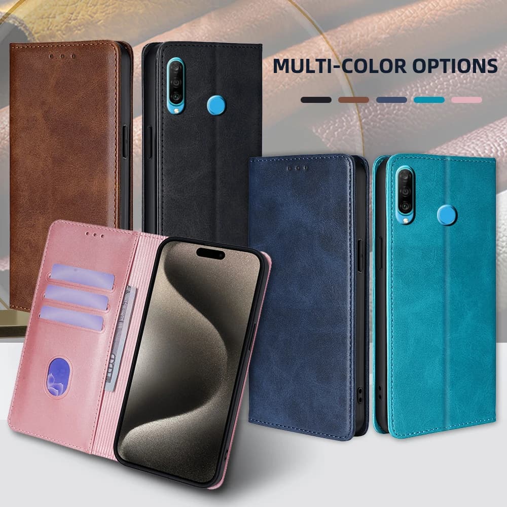 Per Huawei P30 Custodia a portafoglio Custodia in pelle di lusso per Huawei P60 P50 P40 P30 Pro Plus P50E P40 Lite E Custodia a vibrazione magnetica